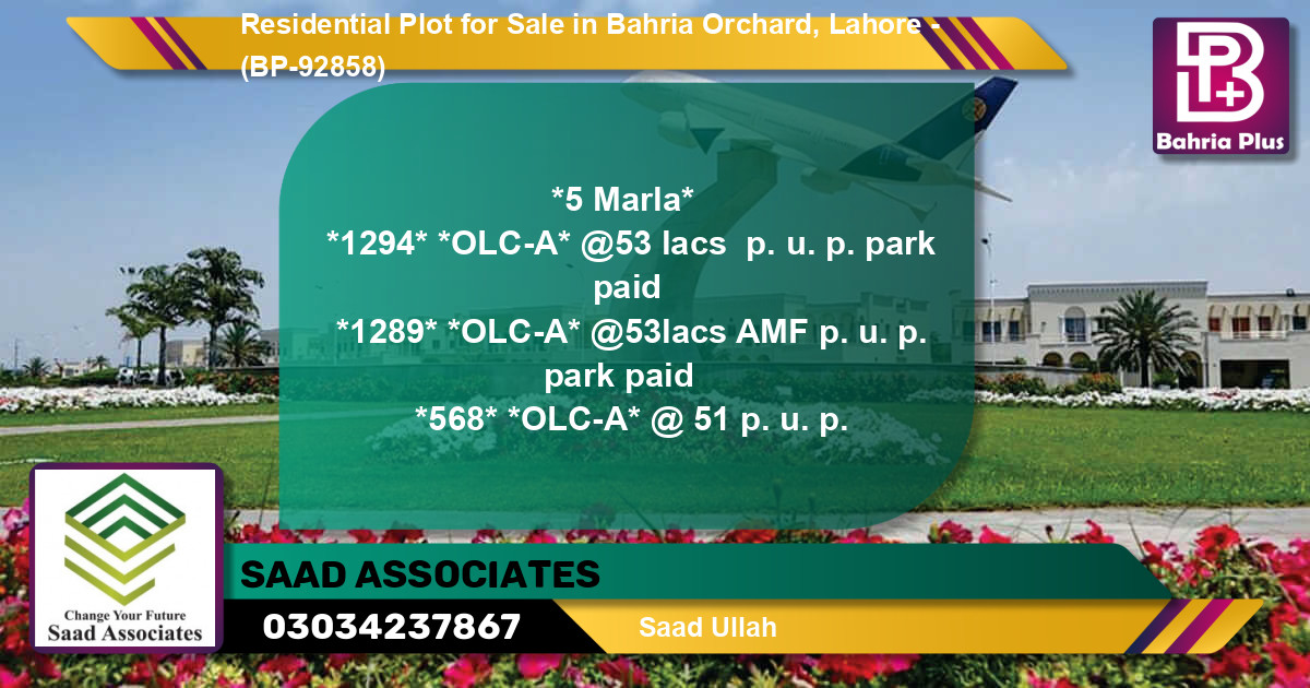 Residential Plot for Sale in Bahria Orchard, Lahore - (BP-92858)