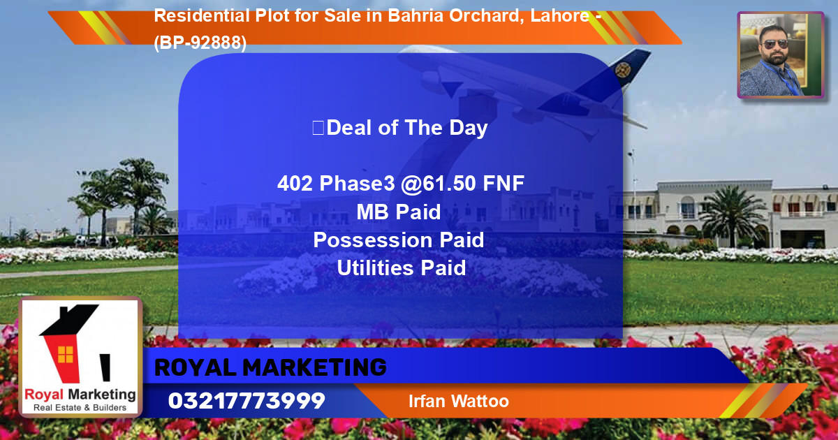 Residential Plot for Sale in Bahria Orchard, Lahore - (BP-92888)