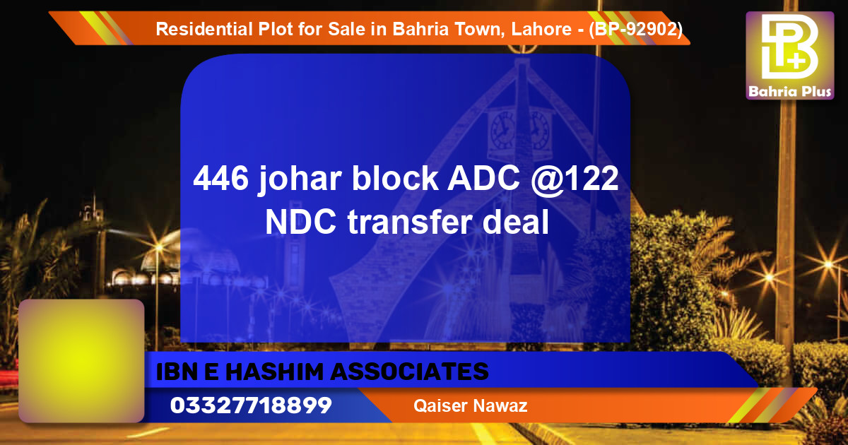 Residential Plot for Sale in Bahria Town, Lahore - (BP-92902)