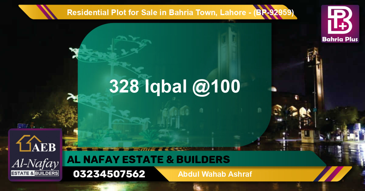 Residential Plot for Sale in Bahria Town, Lahore - (BP-92959)