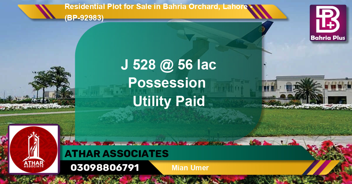 Residential Plot for Sale in Bahria Orchard, Lahore - (BP-92983)