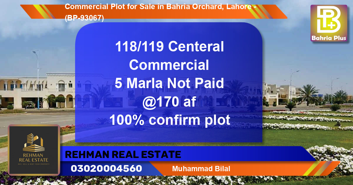 Commercial Plot for Sale in Bahria Orchard, Lahore - (BP-93067)