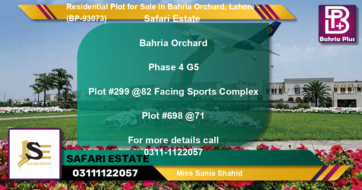 Residential Plot for Sale in Phase 4 - G5 Block -  Bahria Orchard, Lahore - (BP-93073)