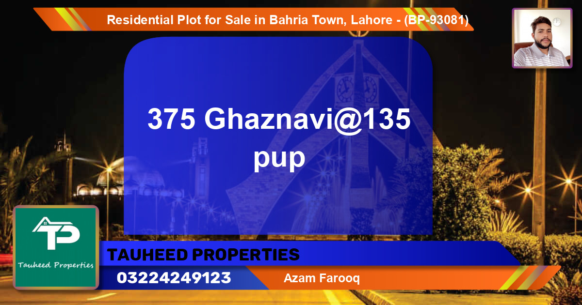 Residential Plot for Sale in Bahria Town, Lahore - (BP-93081)