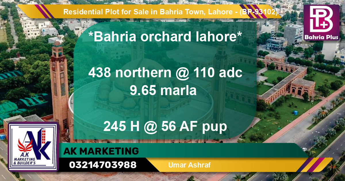 Residential Plot for Sale in Bahria Town, Lahore - (BP-93102)
