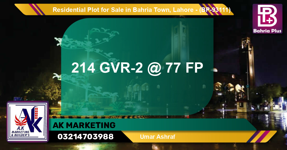 Residential Plot for Sale in Bahria Town, Lahore - (BP-93111)