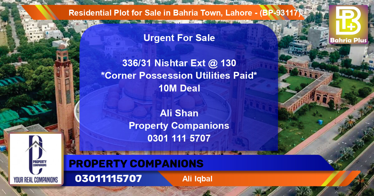 Residential Plot for Sale in Bahria Town, Lahore - (BP-93117)