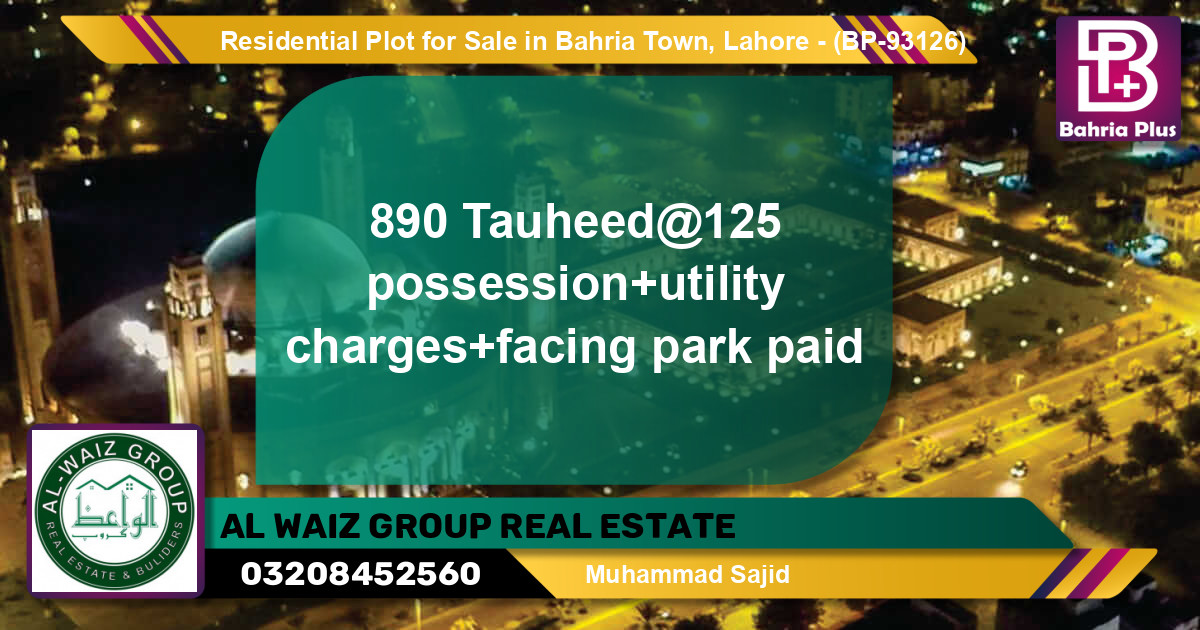 Residential Plot for Sale in Bahria Town, Lahore - (BP-93126)