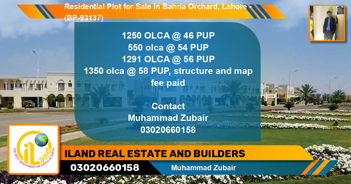 Residential Plot for Sale in Bahria Orchard, Lahore - (BP-93137)
