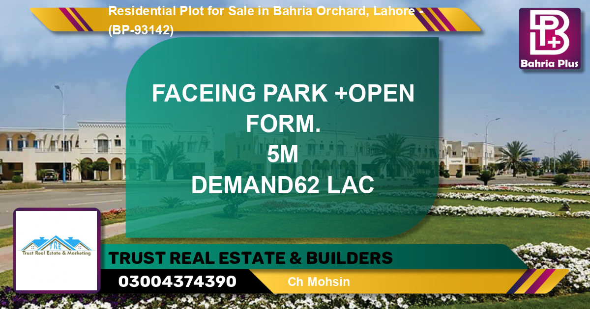 Residential Plot for Sale in Bahria Orchard, Lahore - (BP-93142)