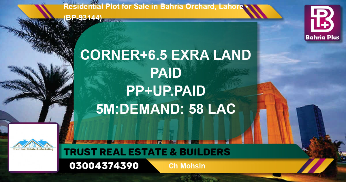 Residential Plot for Sale in Bahria Orchard, Lahore - (BP-93144)