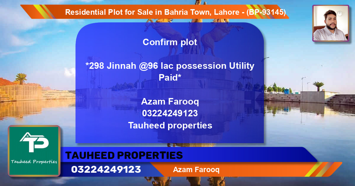 Residential Plot for Sale in Bahria Town, Lahore - (BP-93145)