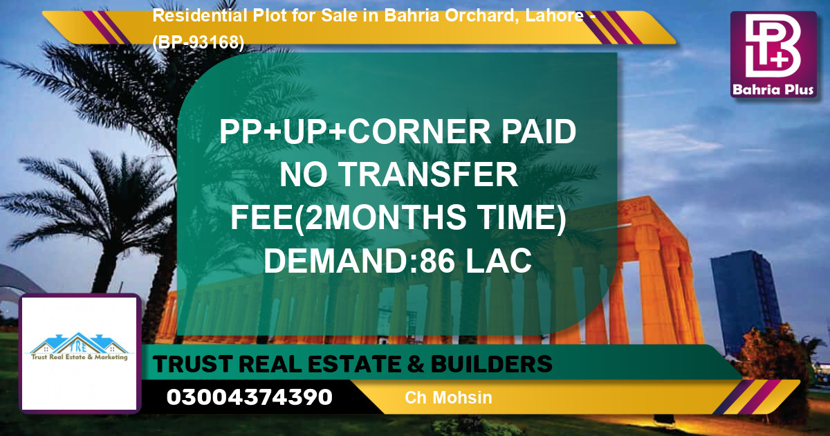 Residential Plot for Sale in Bahria Orchard, Lahore - (BP-93168)