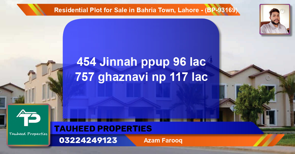 Residential Plot for Sale in Bahria Town, Lahore - (BP-93169)