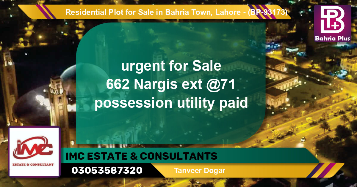 Residential Plot for Sale in Bahria Town, Lahore - (BP-93173)