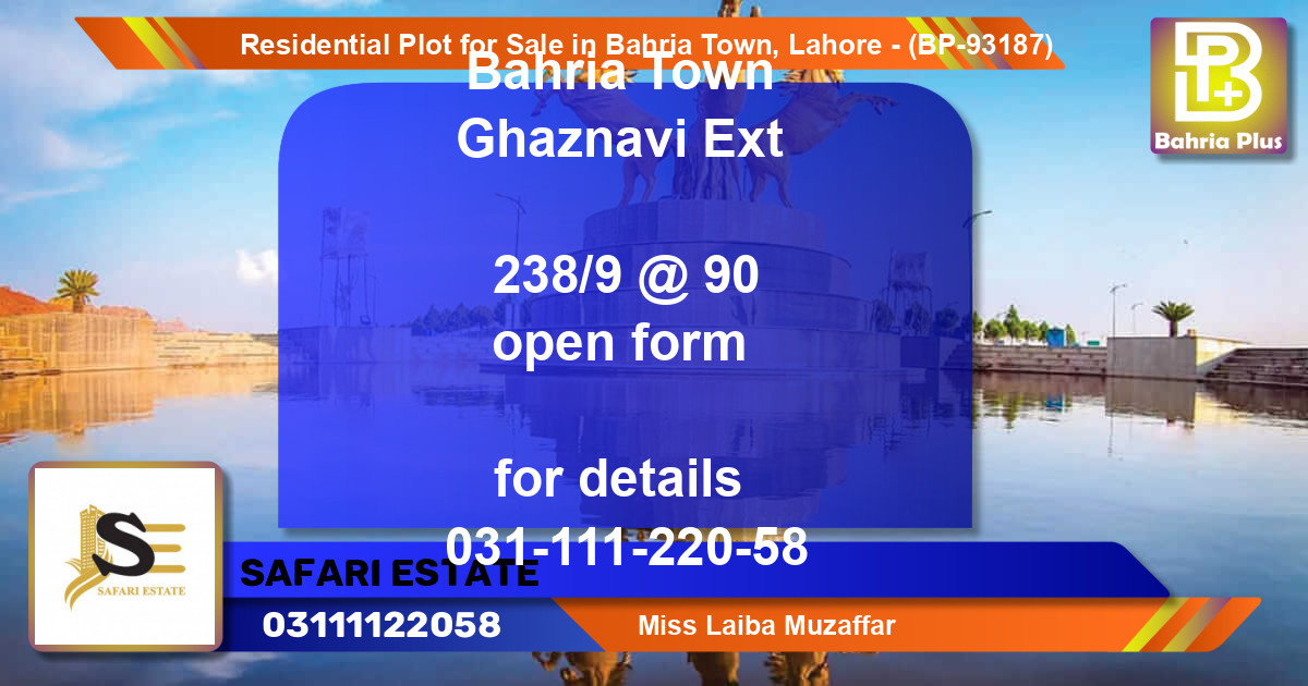 Residential Plot for Sale in Bahria Town, Lahore - (BP-93187)