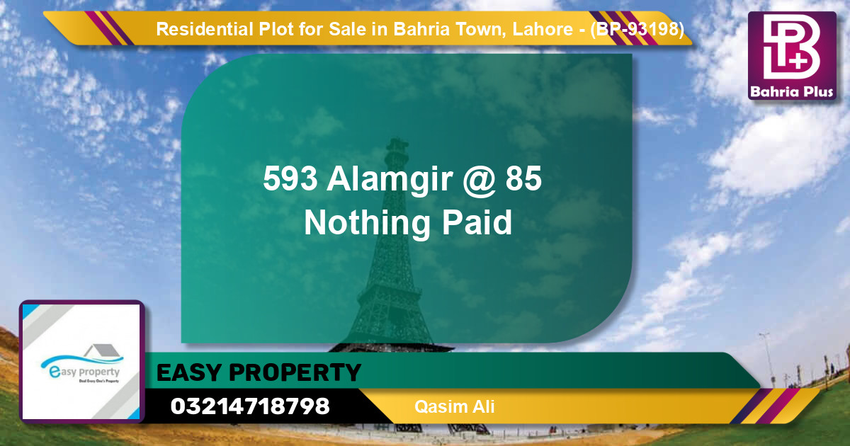 Residential Plot for Sale in Bahria Town, Lahore - (BP-93198)