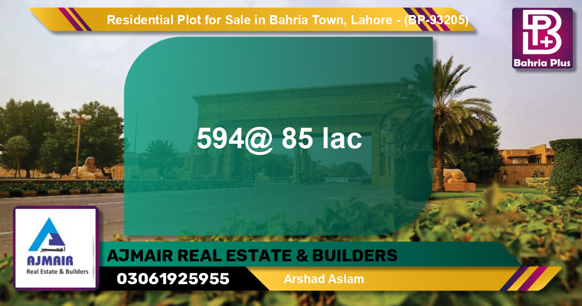 Residential Plot for Sale in Bahria Town, Lahore - (BP-93205)