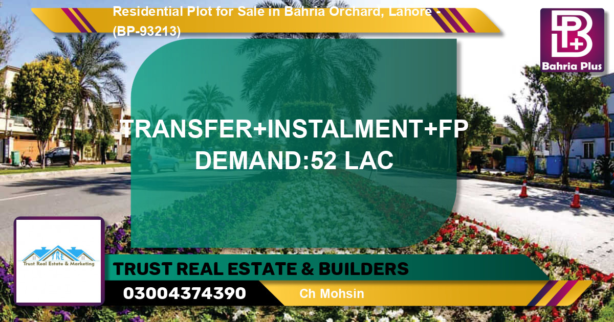 Residential Plot for Sale in Bahria Orchard, Lahore - (BP-93213)