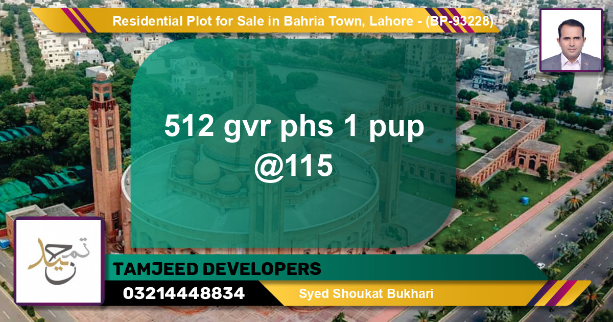 Residential Plot for Sale in Bahria Town, Lahore - (BP-93228)