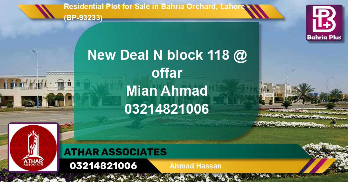 Residential Plot for Sale in Bahria Orchard, Lahore - (BP-93233)