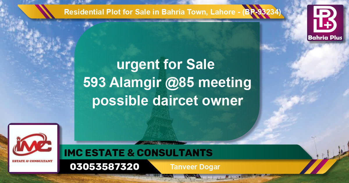 Residential Plot for Sale in Bahria Town, Lahore - (BP-93234)