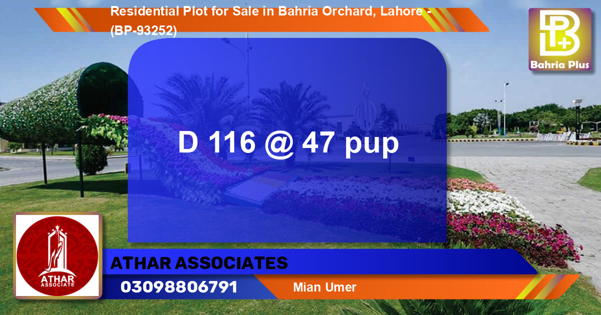 Residential Plot for Sale in Bahria Orchard, Lahore - (BP-93252)