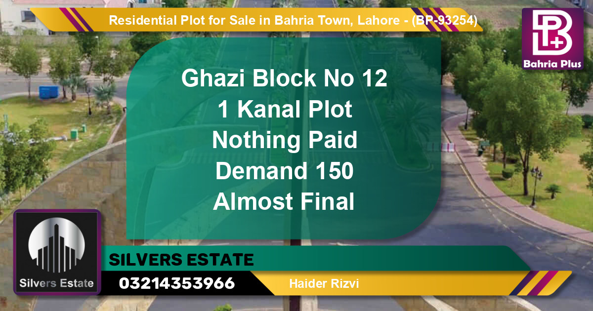 Residential Plot for Sale in Bahria Town, Lahore - (BP-93254)