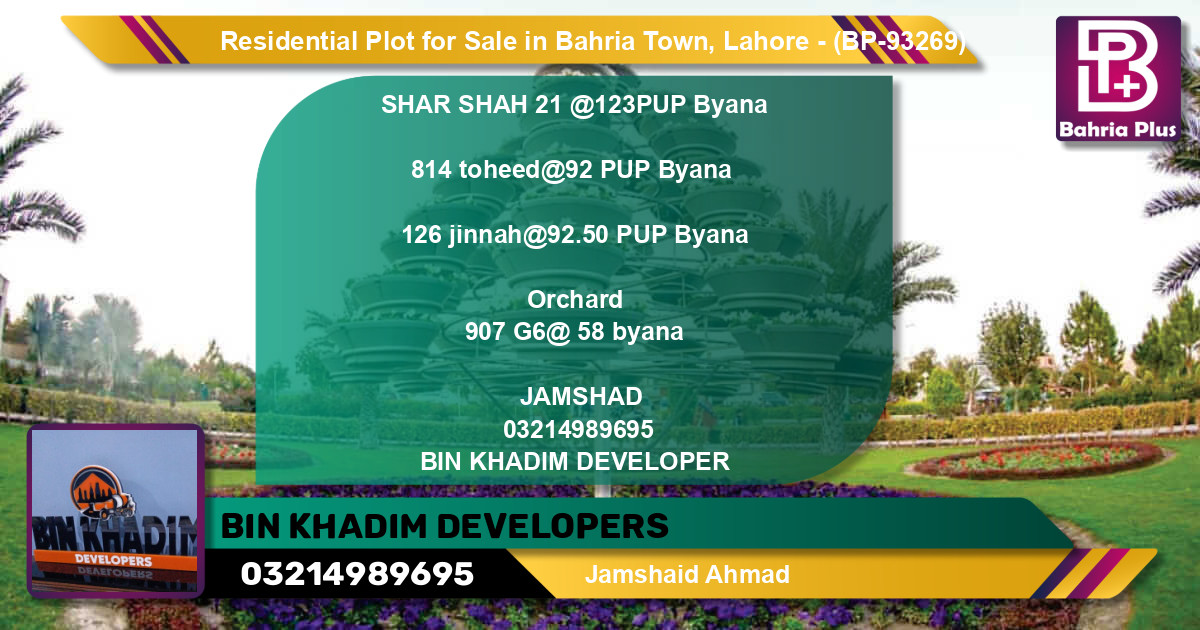 Residential Plot for Sale in Bahria Town, Lahore - (BP-93269)