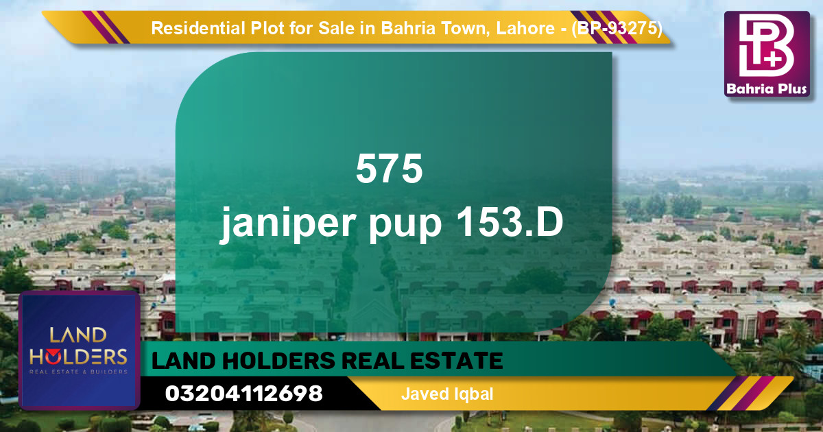 Residential Plot for Sale in Bahria Town, Lahore - (BP-93275)