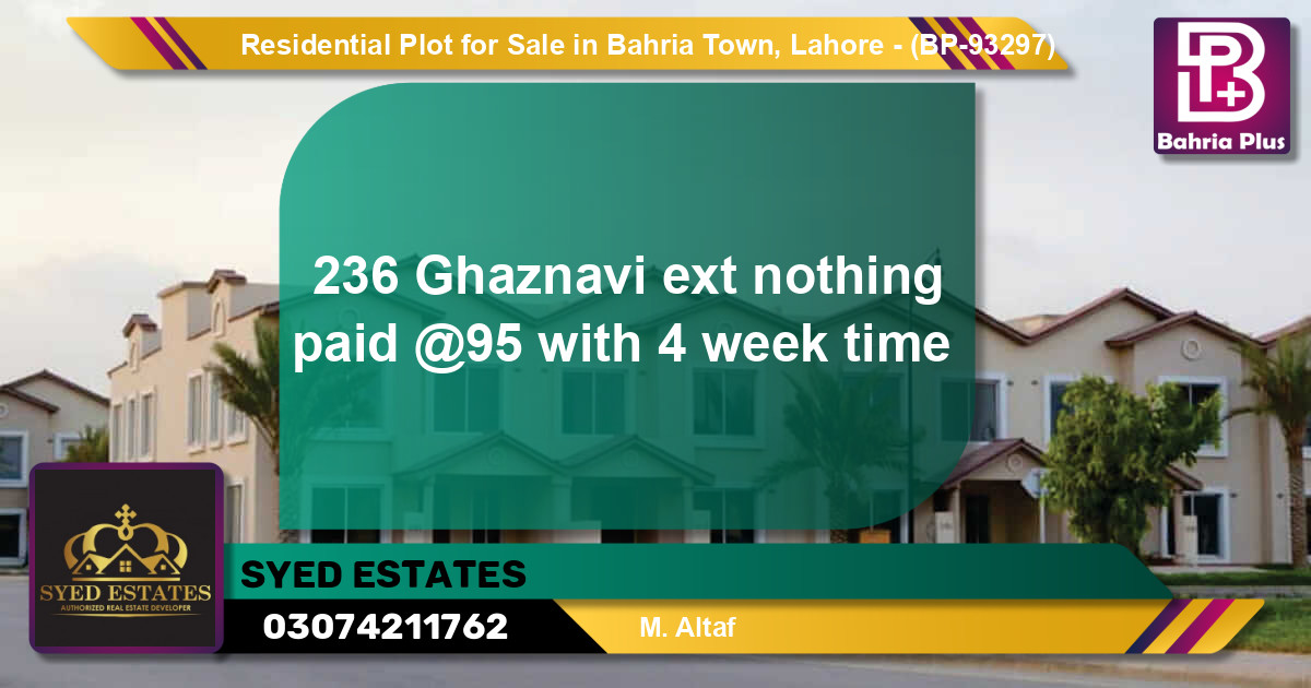 Residential Plot for Sale in Bahria Town, Lahore - (BP-93297)