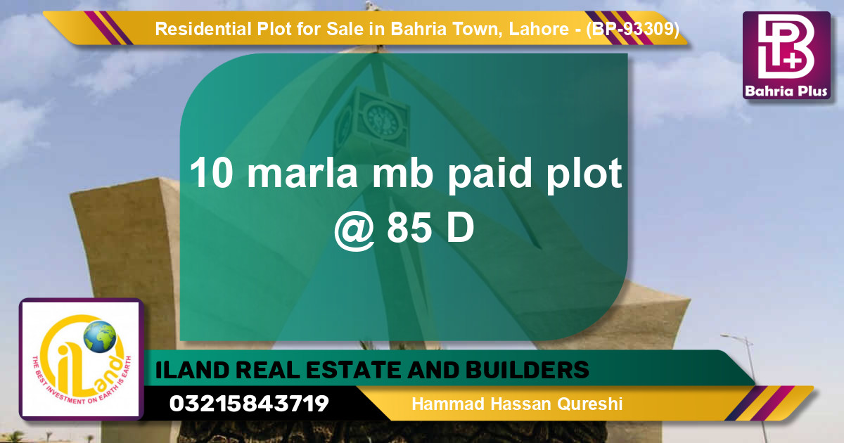 Residential Plot for Sale in Bahria Town, Lahore - (BP-93309)
