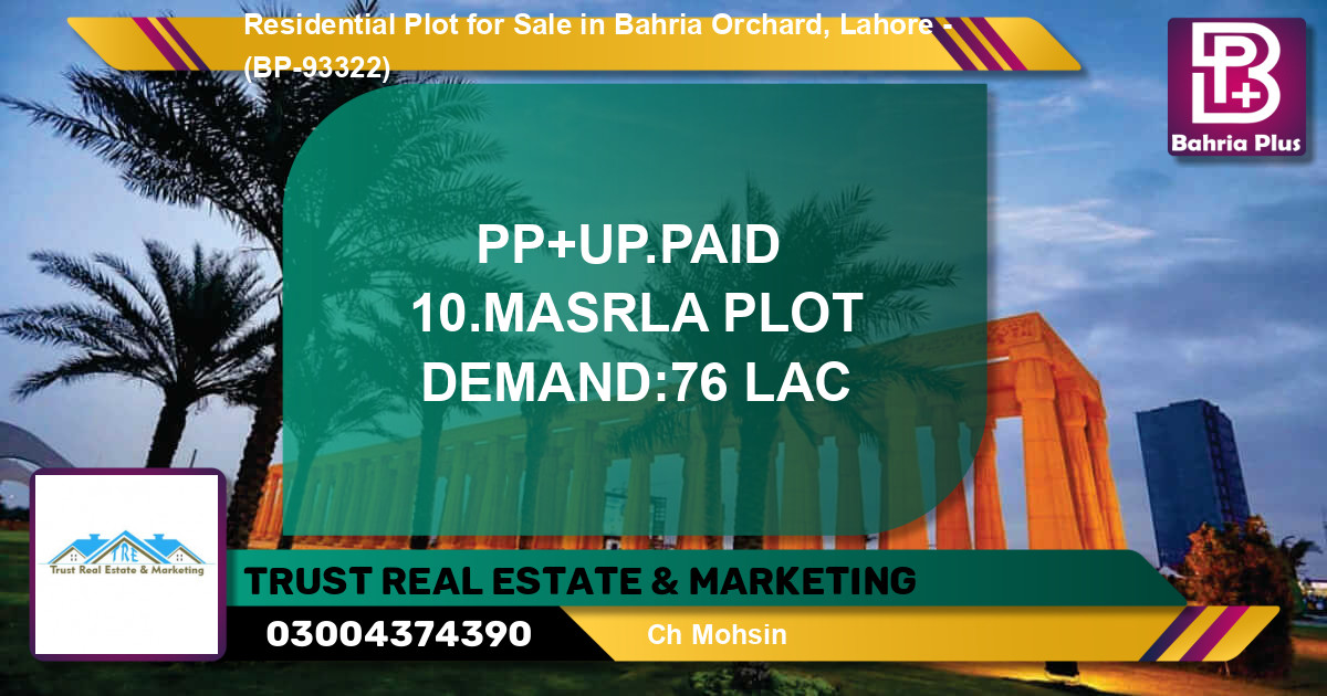 Residential Plot for Sale in Bahria Orchard, Lahore - (BP-93322)