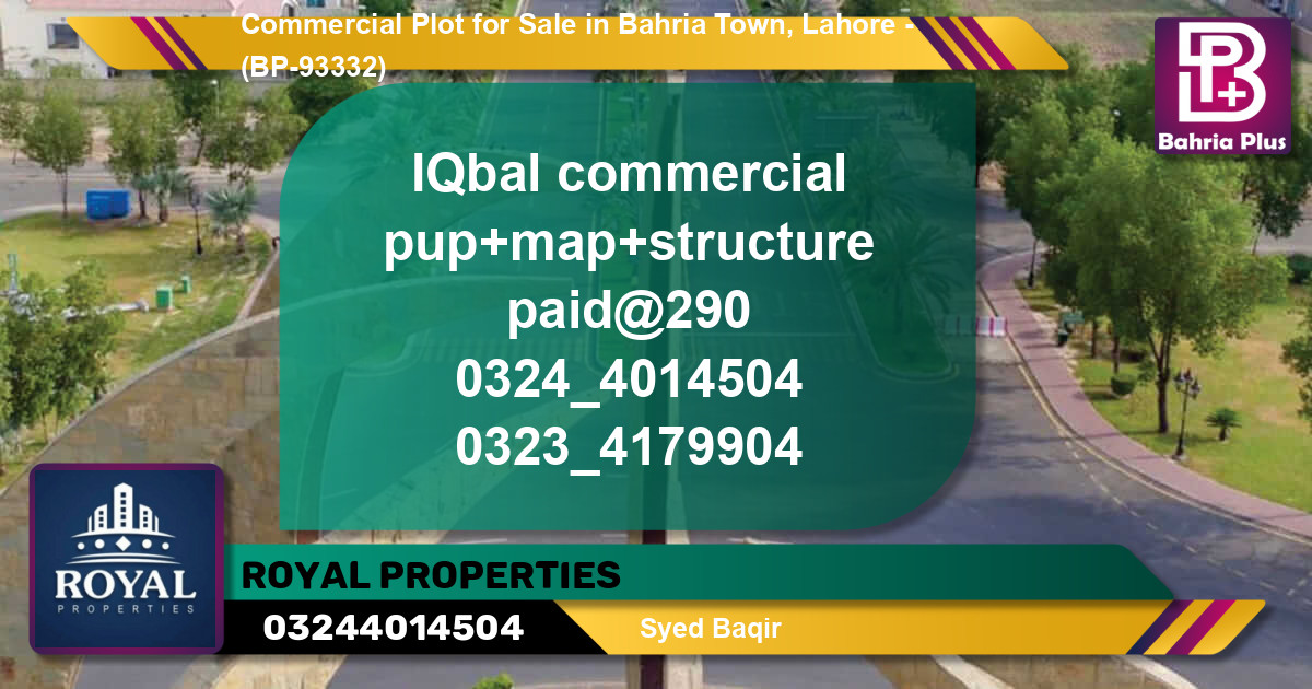 Commercial Plot for Sale in Bahria Town, Lahore - (BP-93332)