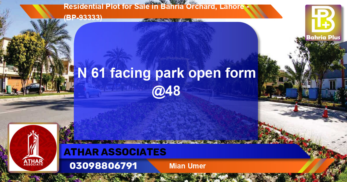 Residential Plot for Sale in Bahria Orchard, Lahore - (BP-93333)