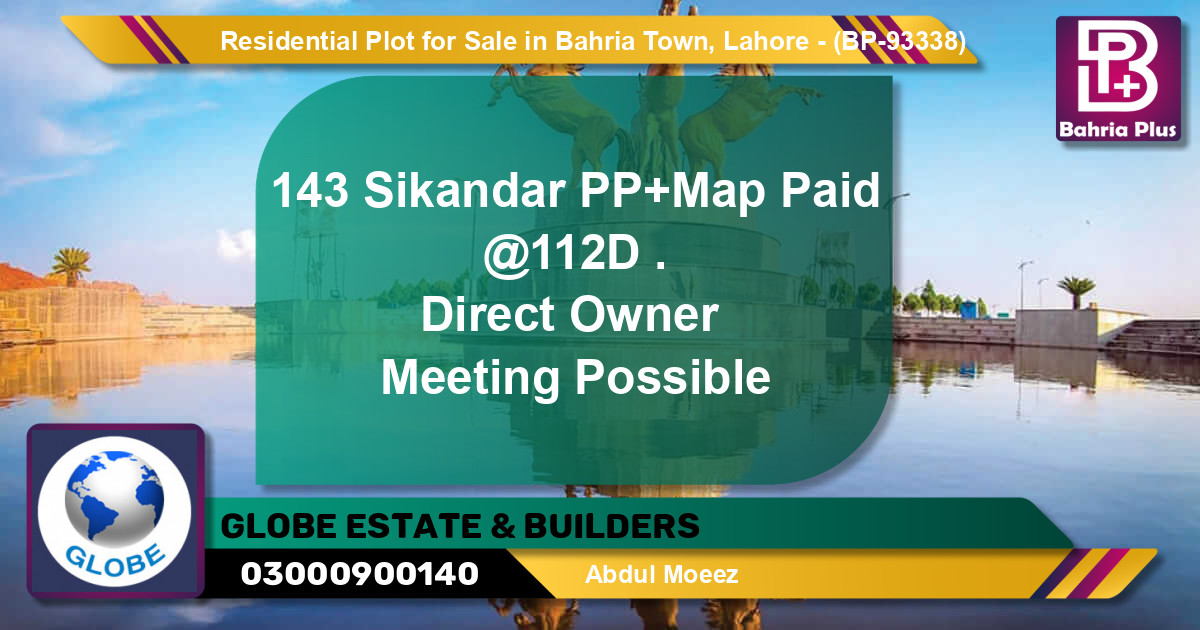 Residential Plot for Sale in Bahria Town, Lahore - (BP-93338)