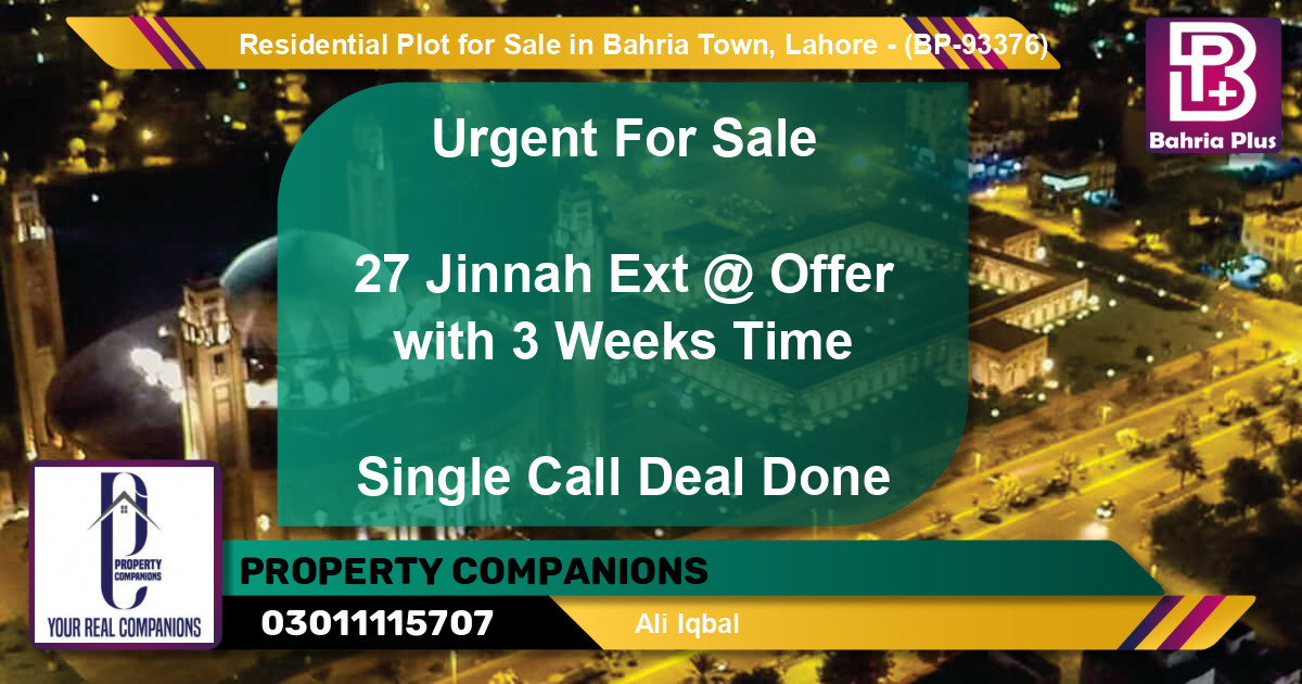 Residential Plot for Sale in Bahria Town, Lahore - (BP-93376)