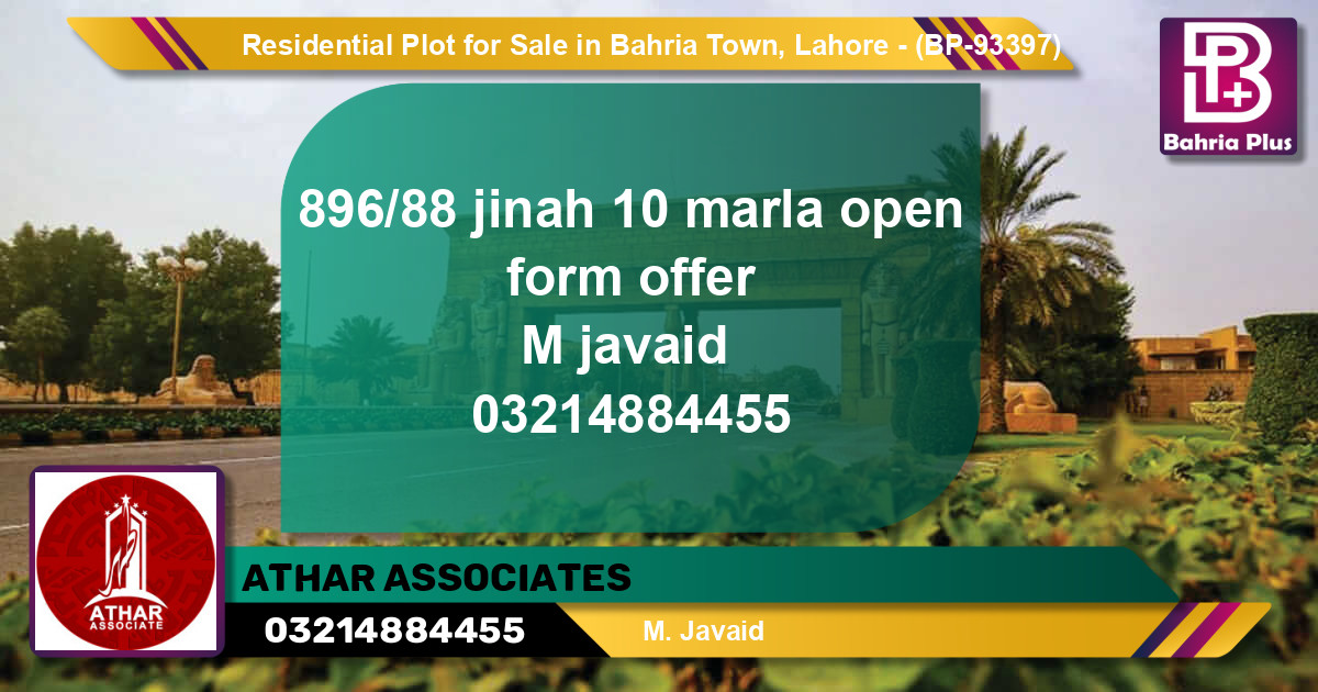 Residential Plot for Sale in Bahria Town, Lahore - (BP-93397)
