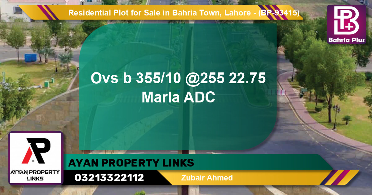 Residential Plot for Sale in Bahria Town, Lahore - (BP-93415)