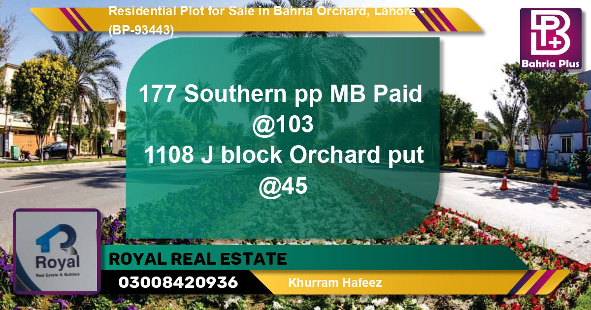 Residential Plot for Sale in Bahria Orchard, Lahore - (BP-93443)