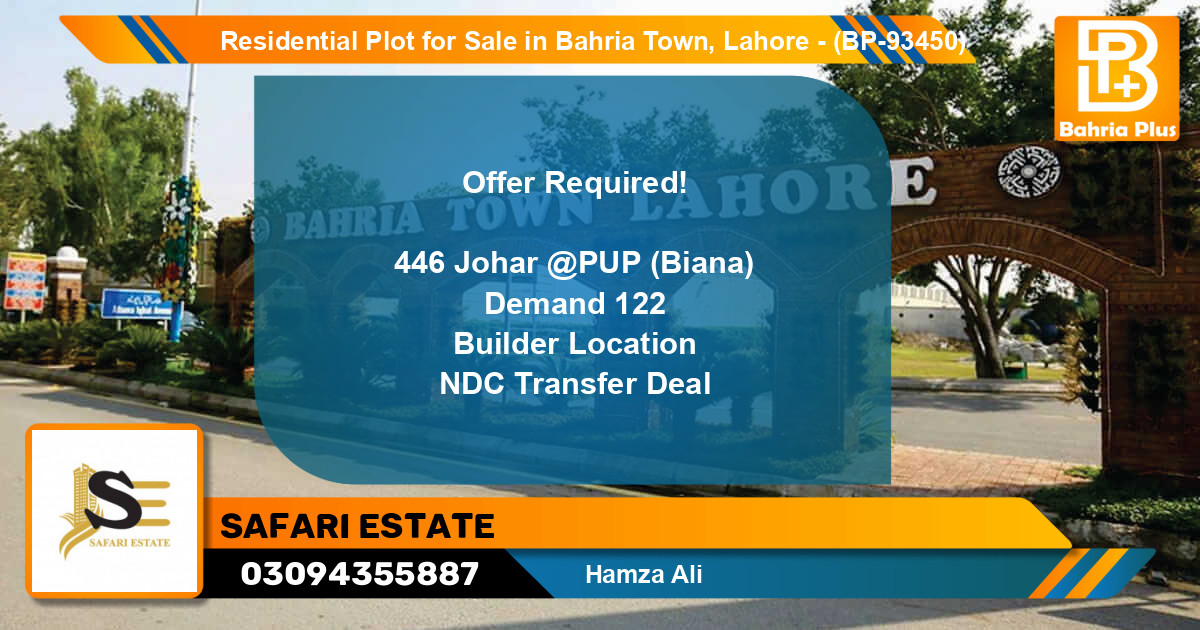 Residential Plot for Sale in Bahria Town, Lahore - (BP-93450)