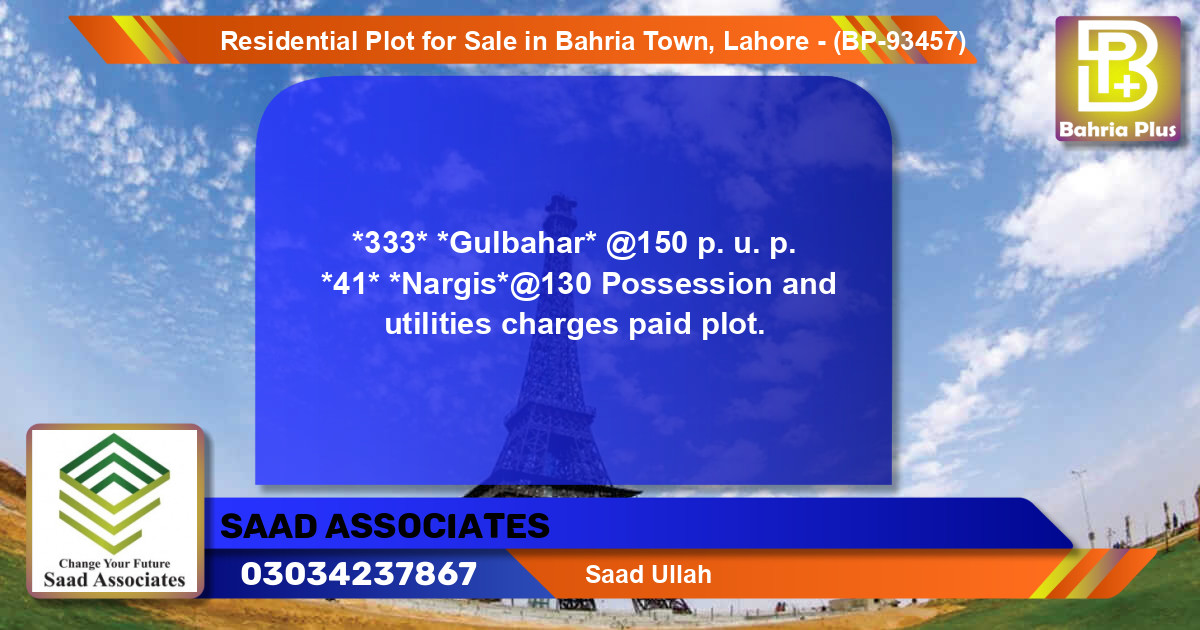 Residential Plot for Sale in Bahria Town, Lahore - (BP-93457)