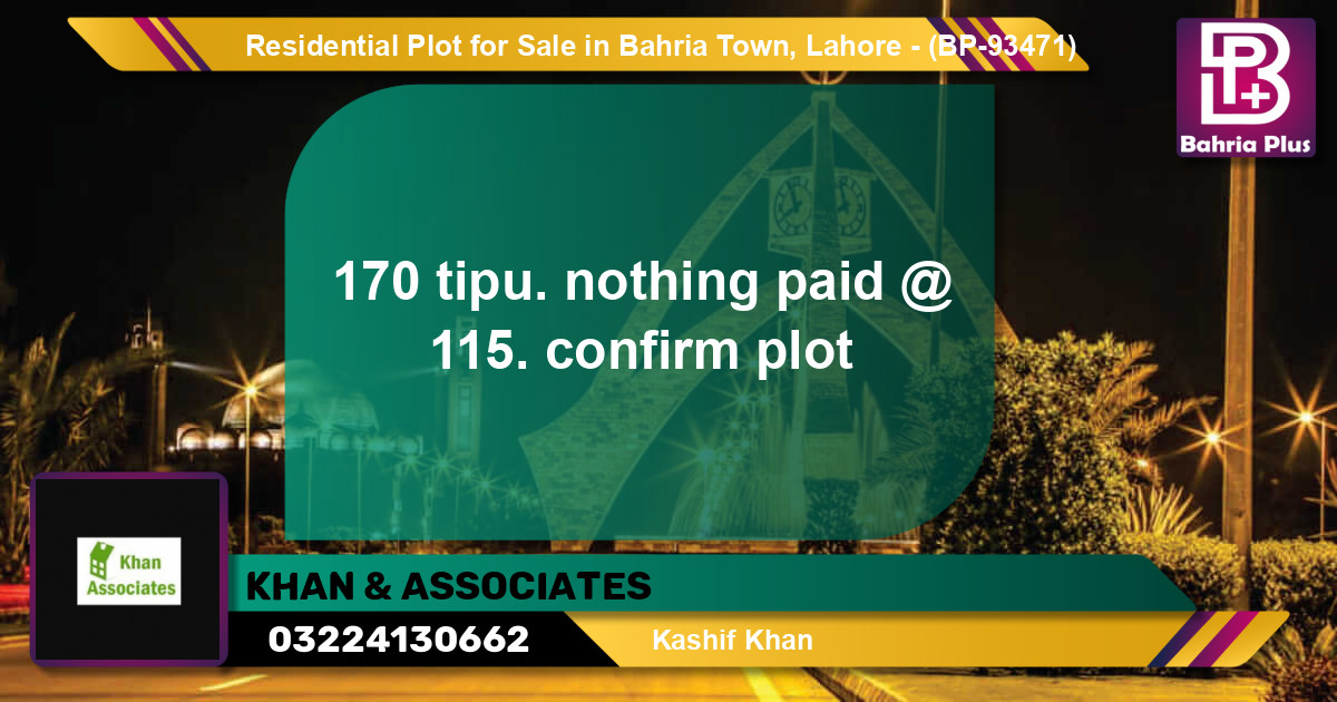 Residential Plot for Sale in Bahria Town, Lahore - (BP-93471)