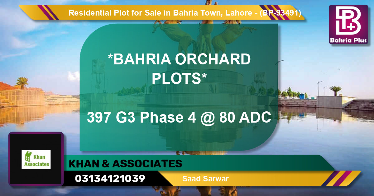 Residential Plot for Sale in Bahria Town, Lahore - (BP-93491)