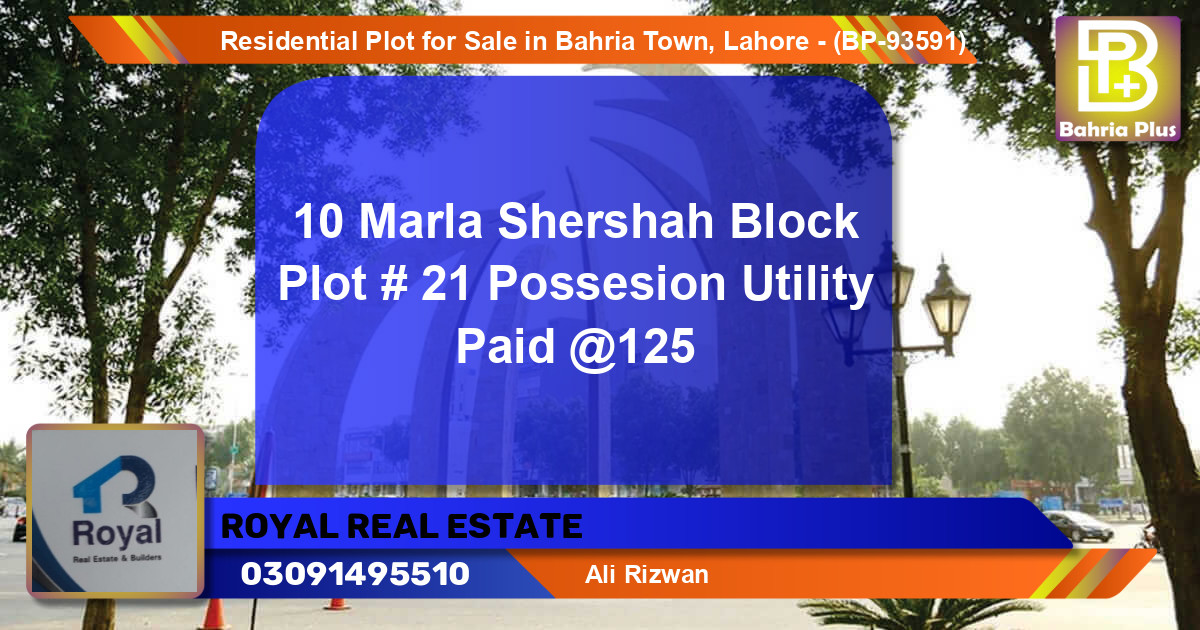 Residential Plot for Sale in Bahria Town, Lahore - (BP-93591)