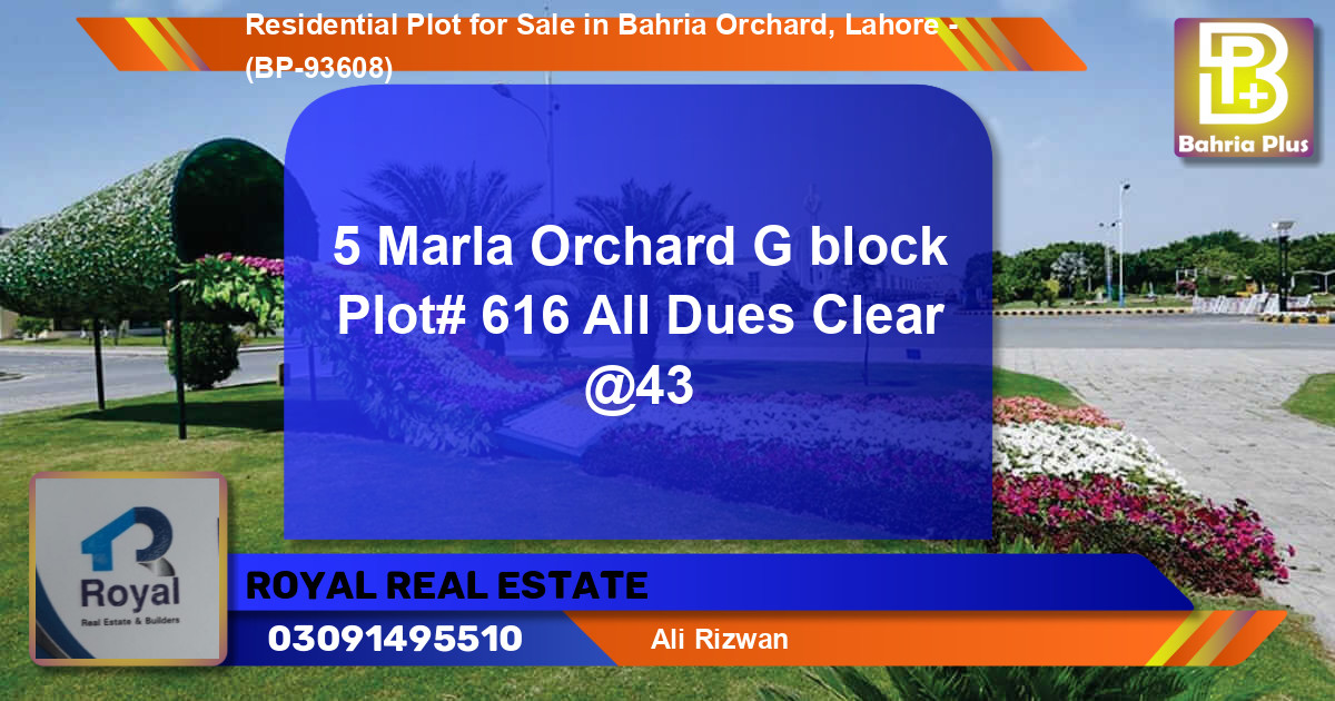 Residential Plot for Sale in Bahria Orchard, Lahore - (BP-93608)