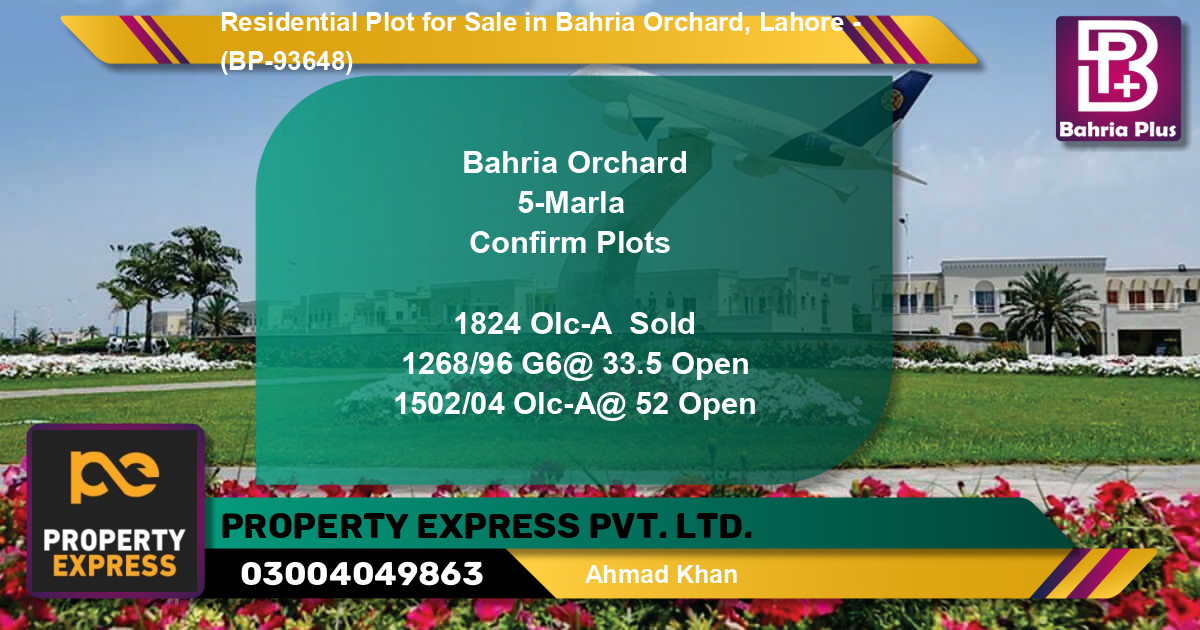 Residential Plot for Sale in Bahria Orchard, Lahore - (BP-93648)