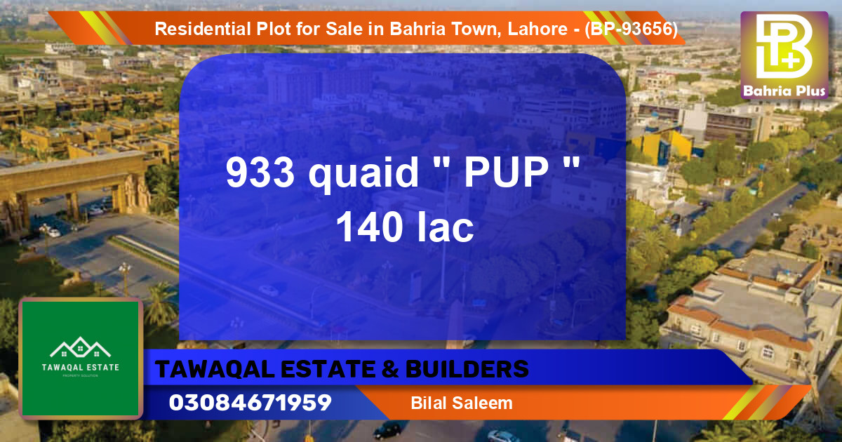 Residential Plot for Sale in Bahria Town, Lahore - (BP-93656)