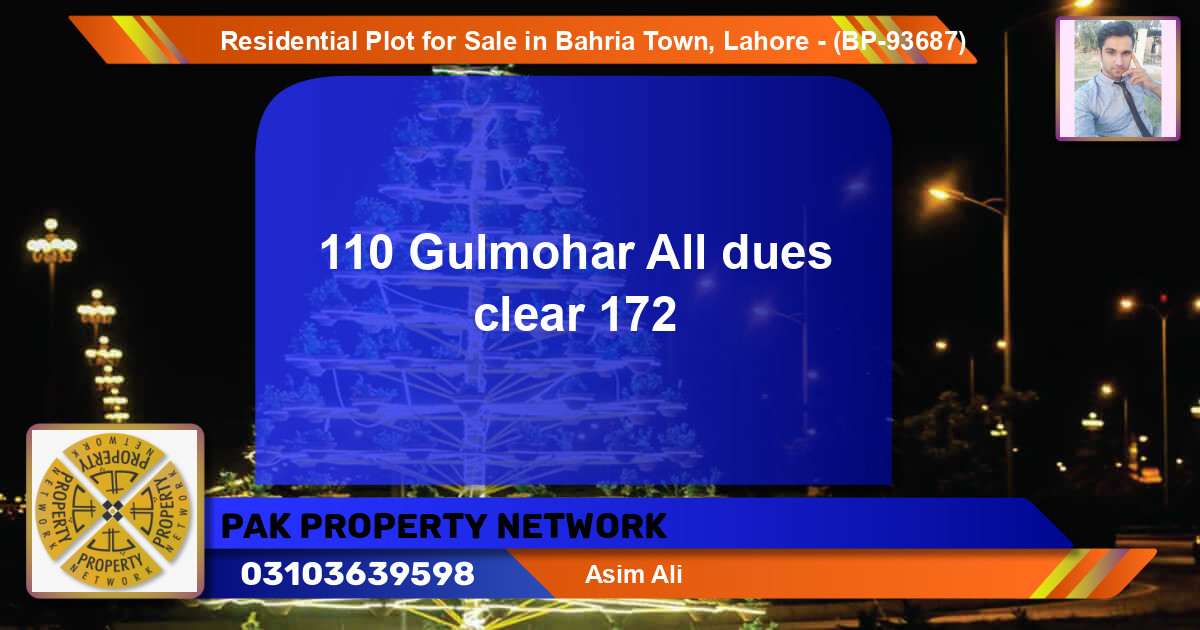 Residential Plot for Sale in Bahria Town, Lahore - (BP-93687)