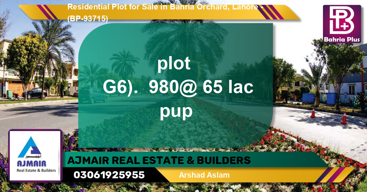Residential Plot for Sale in Bahria Orchard, Lahore - (BP-93715)